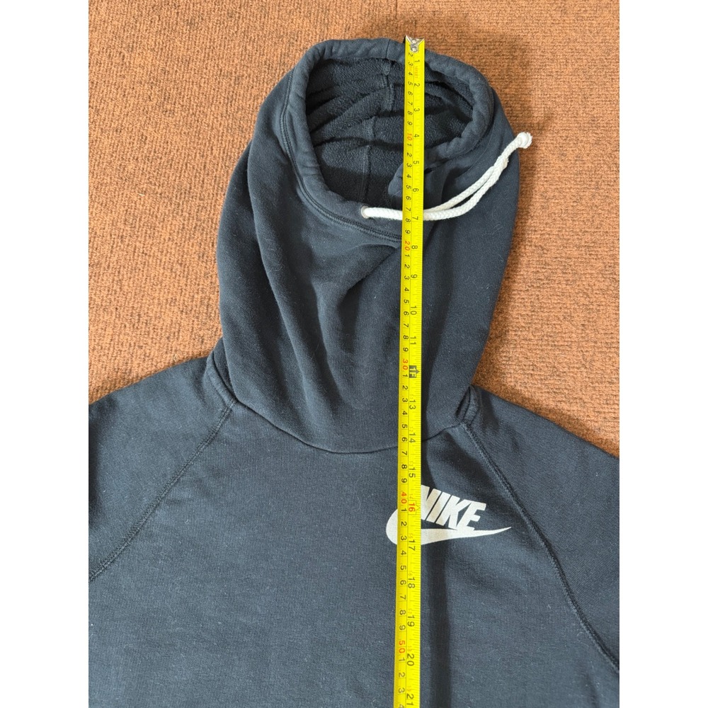 Nike Womens Funnel Neck Scuba Hoodie Black Fleece Pullover Small Raglan Logo - Picture 11 of 11